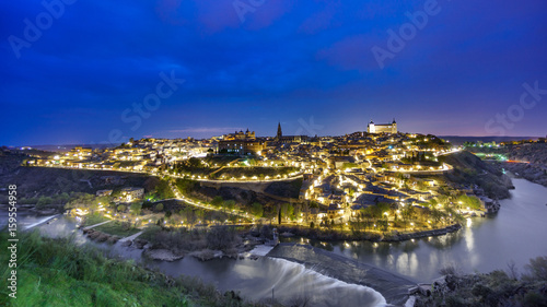 Wide angle view of Toledo city at night