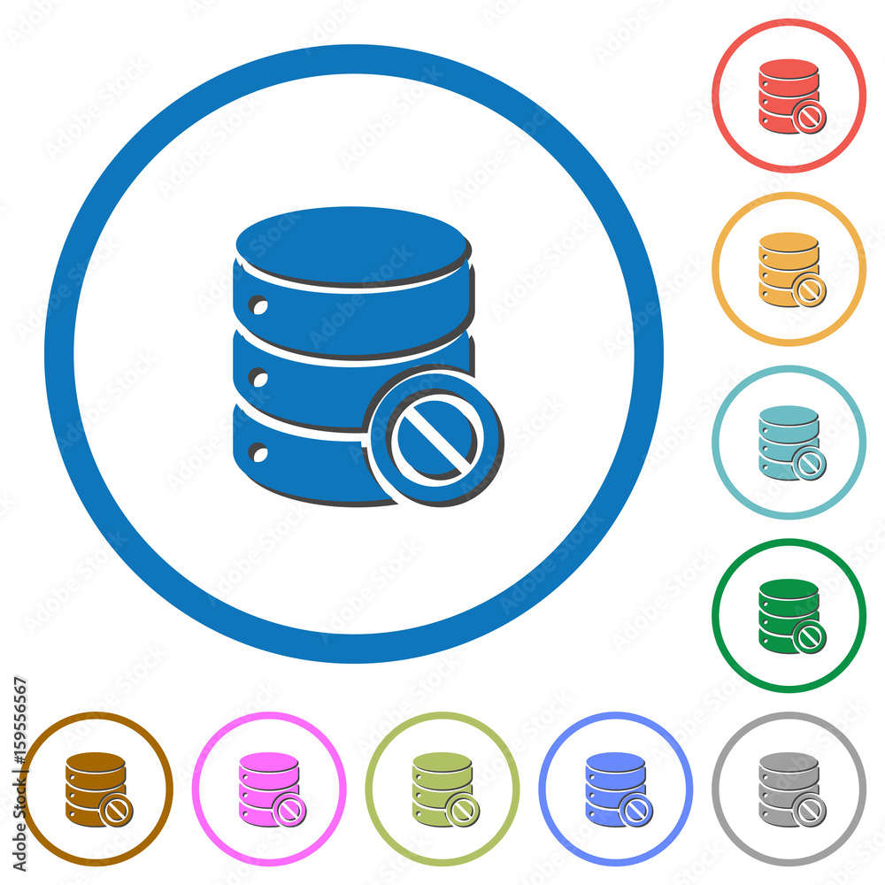 Disabled database icons with shadows and outlines Disabled database icons with shadows and outlines