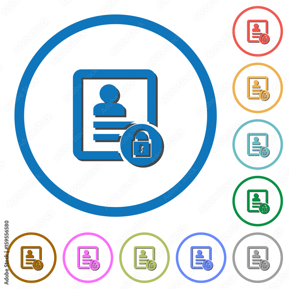 lock contact icons with shadows and outlines lock contact icons with shadows and outlines