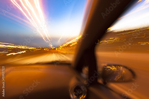 Abstract car background with night lights.