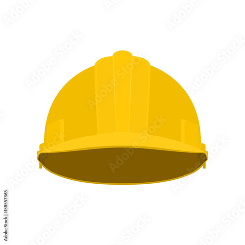 Working Hard Hat, Yellow Safety Helmet on White Background , Vector Illustration