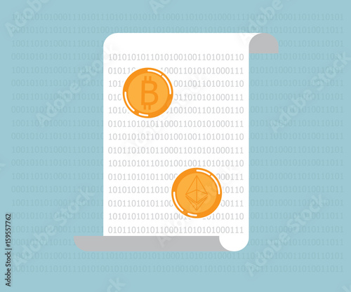 bitcoin, ethereum coding, cryptocurrency concept