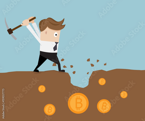 businessman mining for bitcoin
