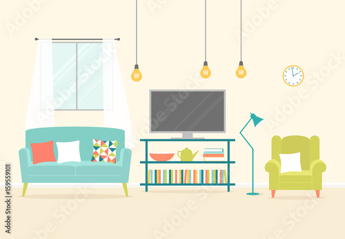 Vector set of the furniture of living room