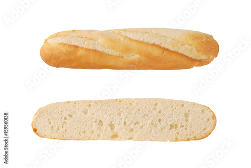 halved french baguette