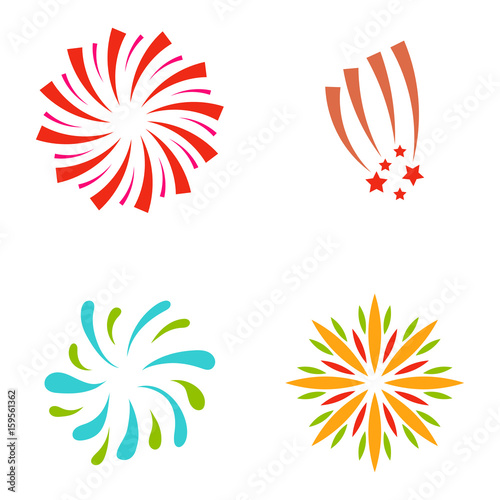 Firework vector illustration celebration holiday event night explosion light ...