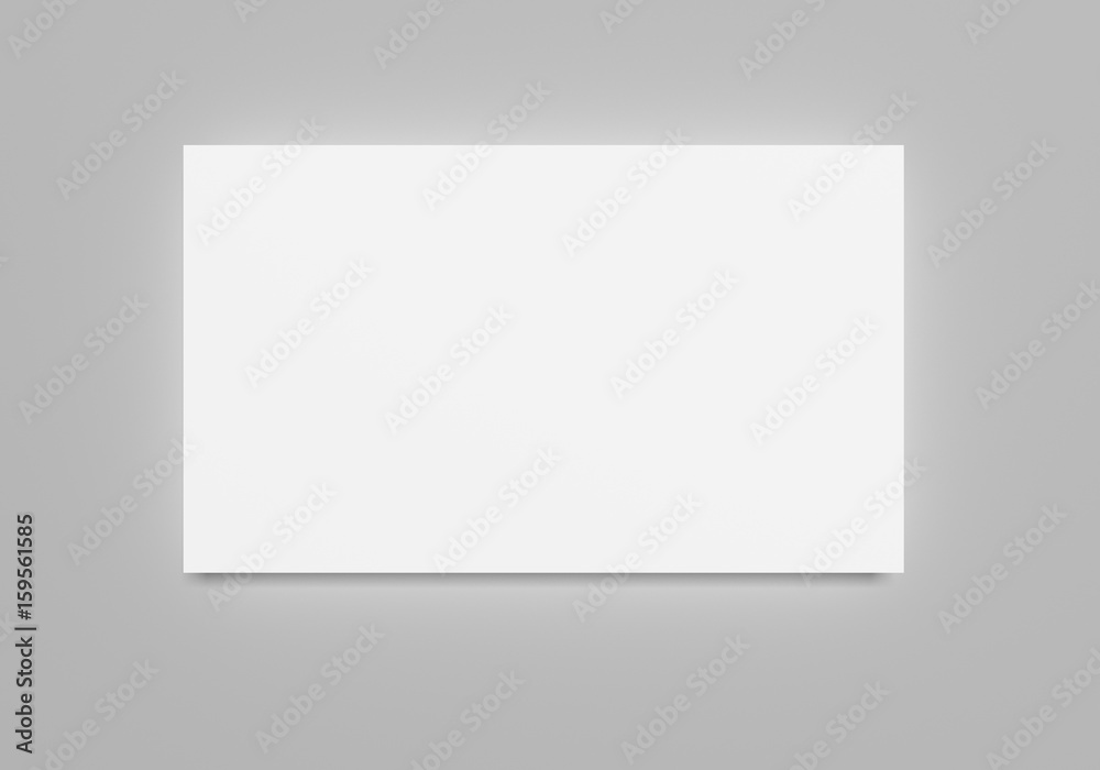 White flat 3d rendering blank banner paper sheet mockup on light grey background. Flayer, poster template for your design. White flat 3d rendering blank banner paper sheet mockup on light grey background. Flayer, poster template for your design.