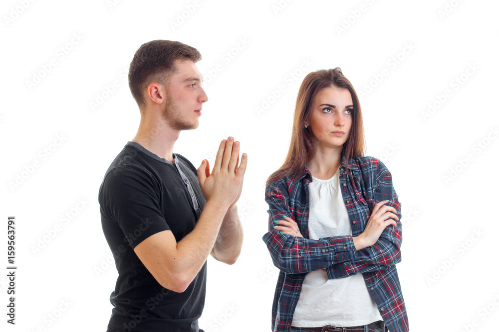 young guy asks forgiveness of beautiful girl young guy asks forgiveness of beautiful girl