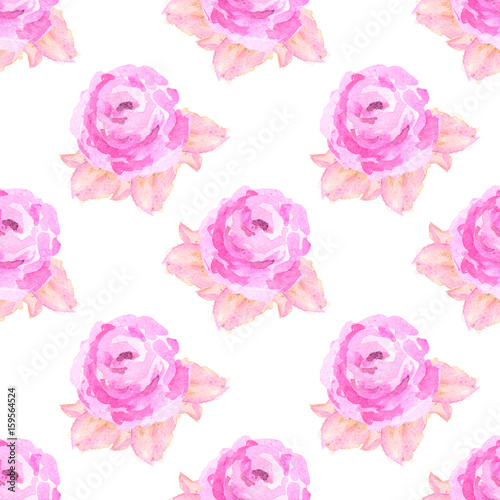 Seamless pattern with watercolor roses © SweetRenie