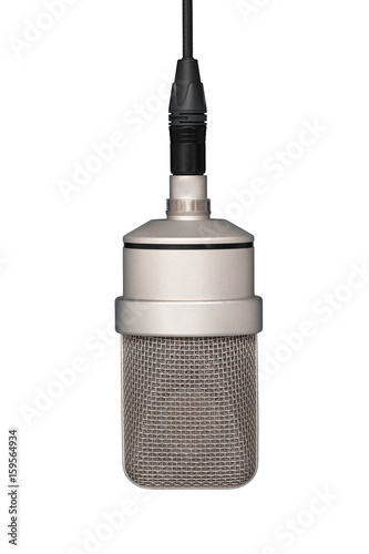 Professional microphone hanging on the cable, mic