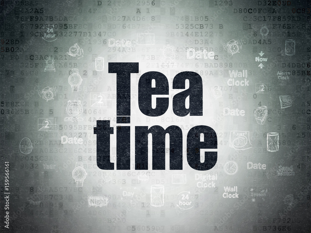 Timeline concept: Tea Time on Digital Data Paper background Timeline concept: Tea Time on Digital Data Paper background