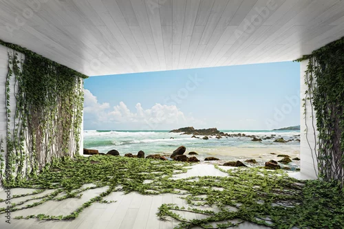 Obraz Nowoczesny salon z widokiem na ocean