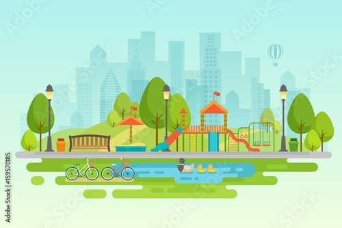 City park Urban outdoor decor, elements parks and alleys