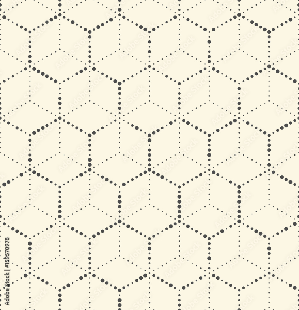Seamless Hexagon Monochrome Pattern. Abstract Cube Background