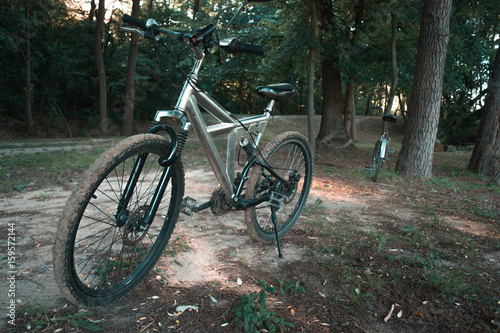 Fototapeta Naklejka Na Ścianę i Meble -  Mountain bike on the forest path.