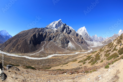 Beautiful mountain landscape on the way to everest base camp. sagarmatha national park. nepal