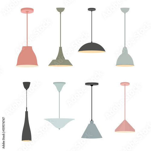 Vector set of celling lamps