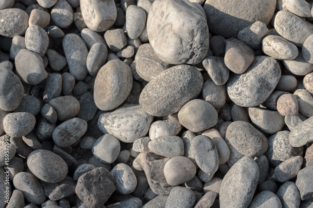 Perpendicular photo of white river pebbles