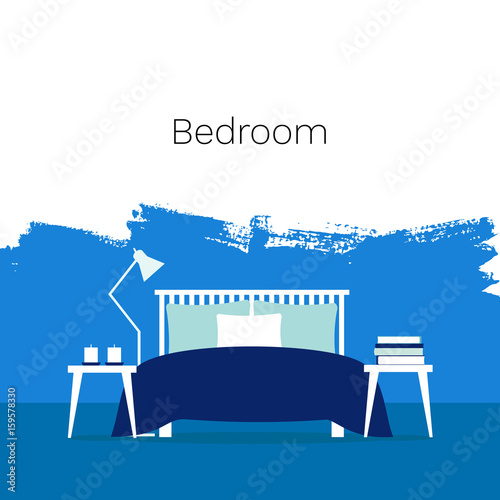 Vector interior of a bedroom. Brush stroke background