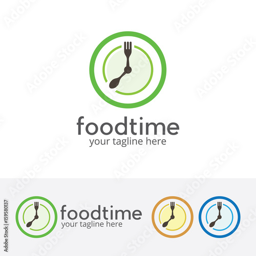 Lunch time, diet, eating, breakfast, vector logo template