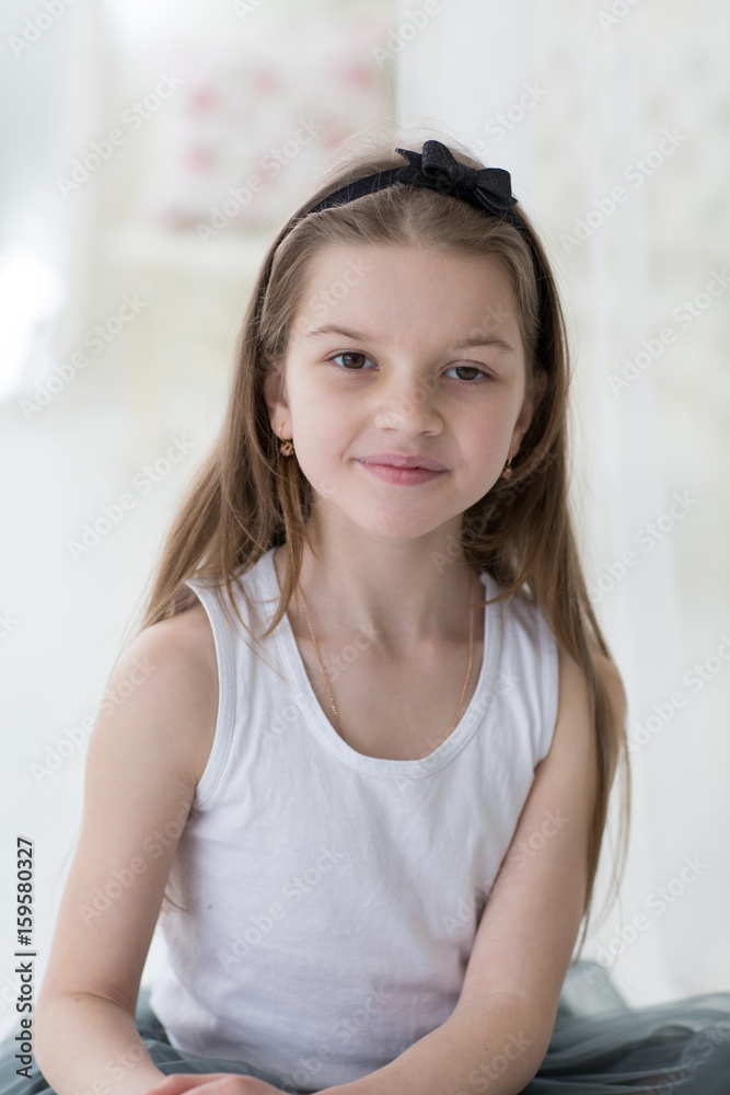 Portrait of sweet girl in white T-Shirt Portrait of sweet girl in white T-Shirt