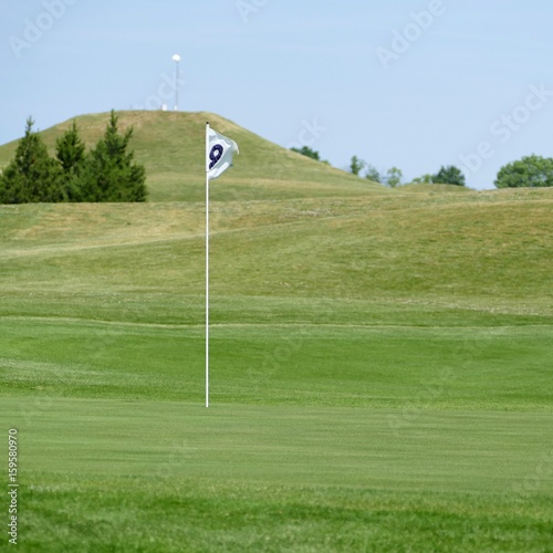 empty golf playground with green grass