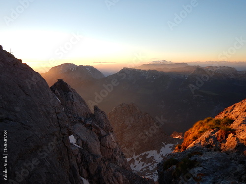 Fototapeta Naklejka Na Ścianę i Meble -  climbing mountain ridge watzmann in germany