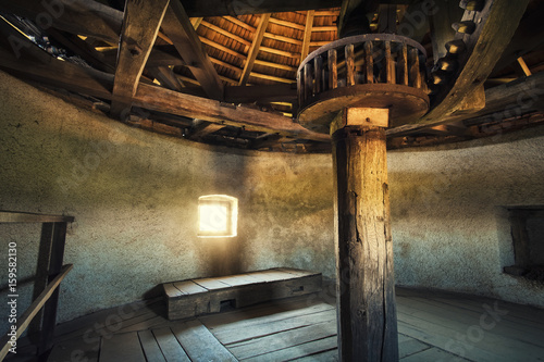 Old traditional windmill interior