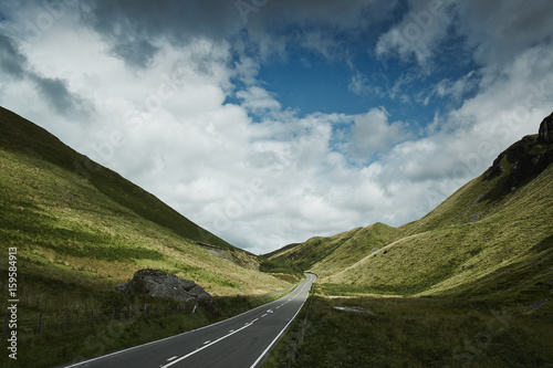 View of mountain road in sunlight, Beulah, Wales, UK photo