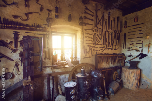 Traditional smithy workshop interior photo