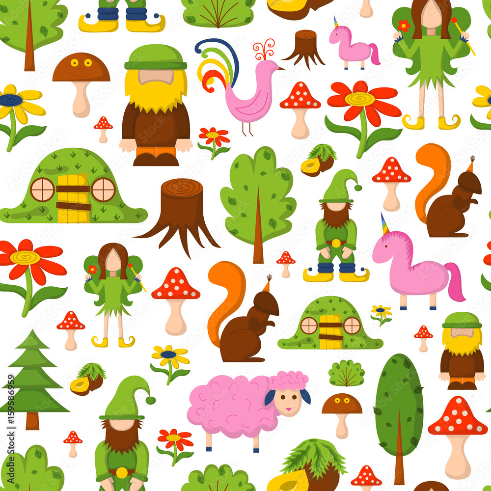 Obraz premium Vector cartoon magic forest background