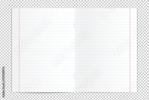 Realistic blank lined copy book spread