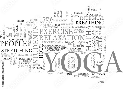 YOGA FOR MODERN CITY LIFE HATHA YOGA MOST POPULAR IN THE US TEXT WORD CLOUD CONCEPT