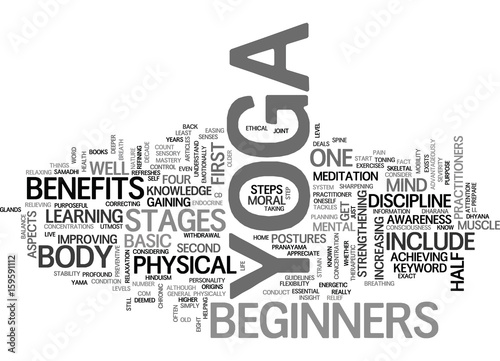 YOGA FOR BEGINNERS TEXT WORD CLOUD CONCEPT
