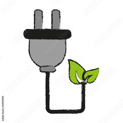 plug with cord eco freindly related icon image vector illustration design sketch style