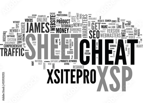 XSP CHEAT SHEET CUT WEBSITE DEVELOPMENT BY TEXT WORD CLOUD CONCEPT
