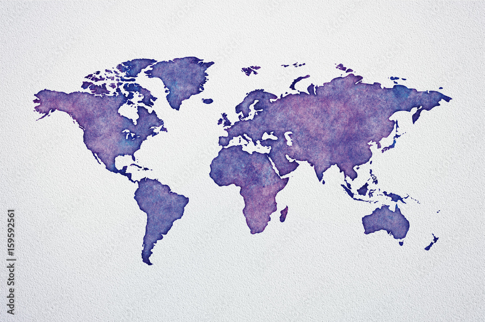 Fototapeta premium Watercolor World Map