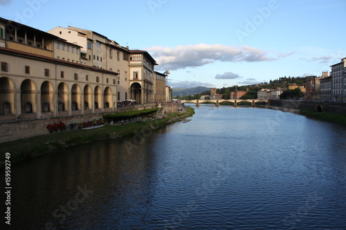 Panoramic view over Florence Italy with city river  Tuscany  Italy.