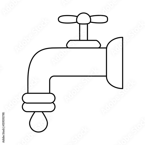 regular faucet and water droplet icon image vector illustration design black line