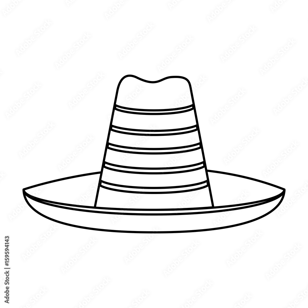 folk straw hat icon image vector illustration design black line folk straw hat icon image vector illustration design black line