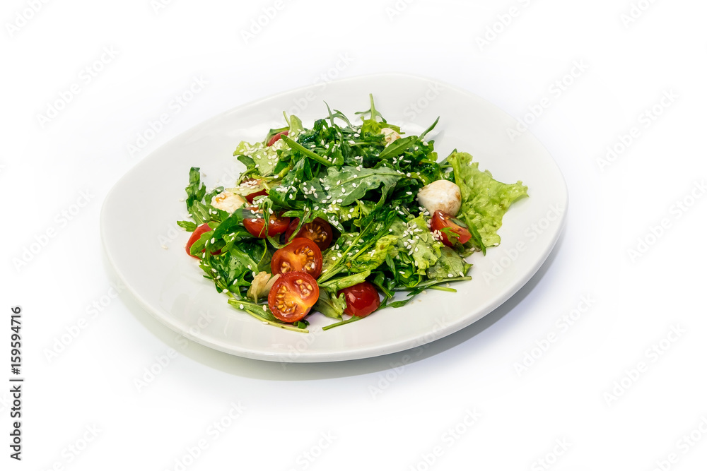 Salad greens and cherry tomatoes