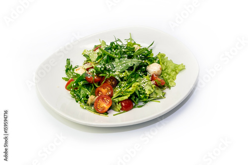 Salad greens and cherry tomatoes