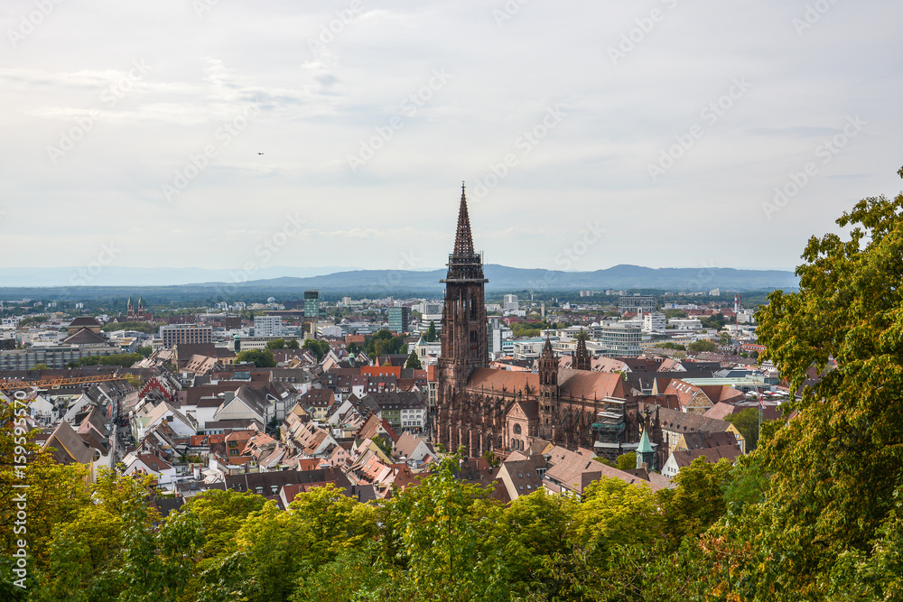 The old town and cathedral of Freiburg, Germany