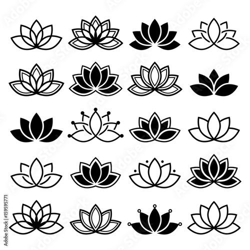 Lotus flower design, set, Yoga vector abstract collection 