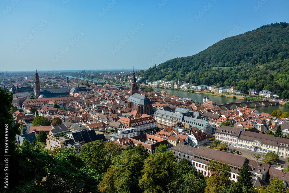 The old town of Heidelberg from the castle