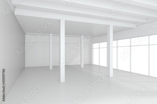 Empty white room interior office. 3d rendering.