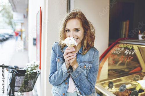 Summer portrait of woman with ice cream