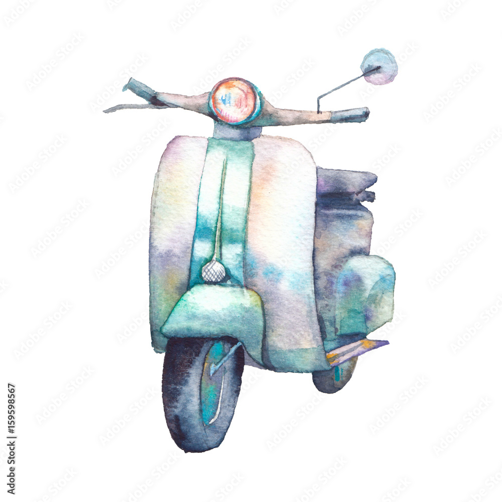 Fotografie Watercolor scooter
