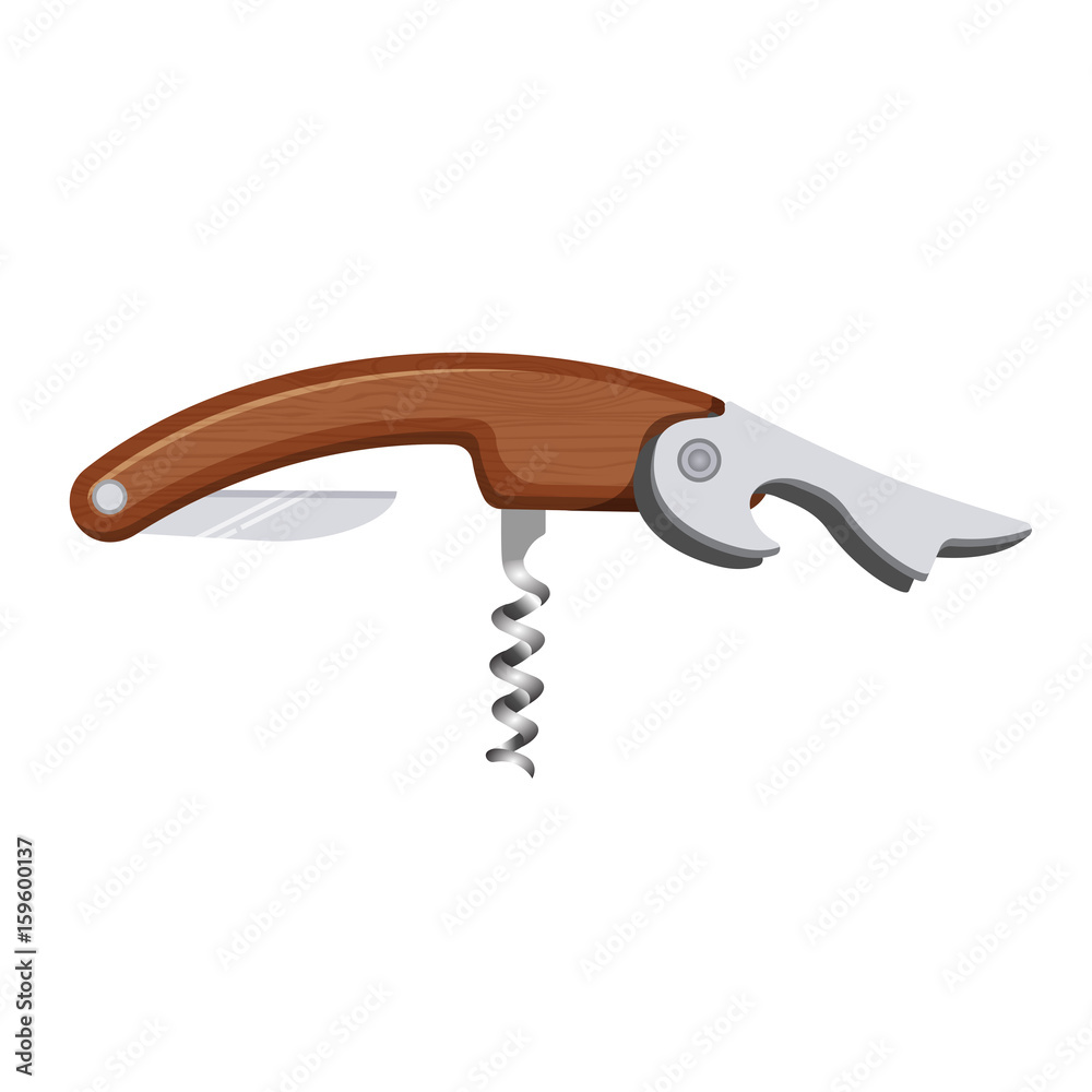 Bottle opener with wooden handle vector illustration. Bottle opener with wooden handle vector illustration.