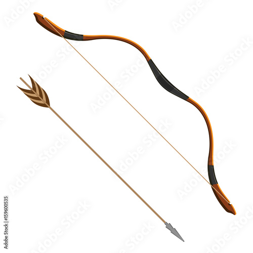 Bow and arrow realistic vector illustration of projectile weapon